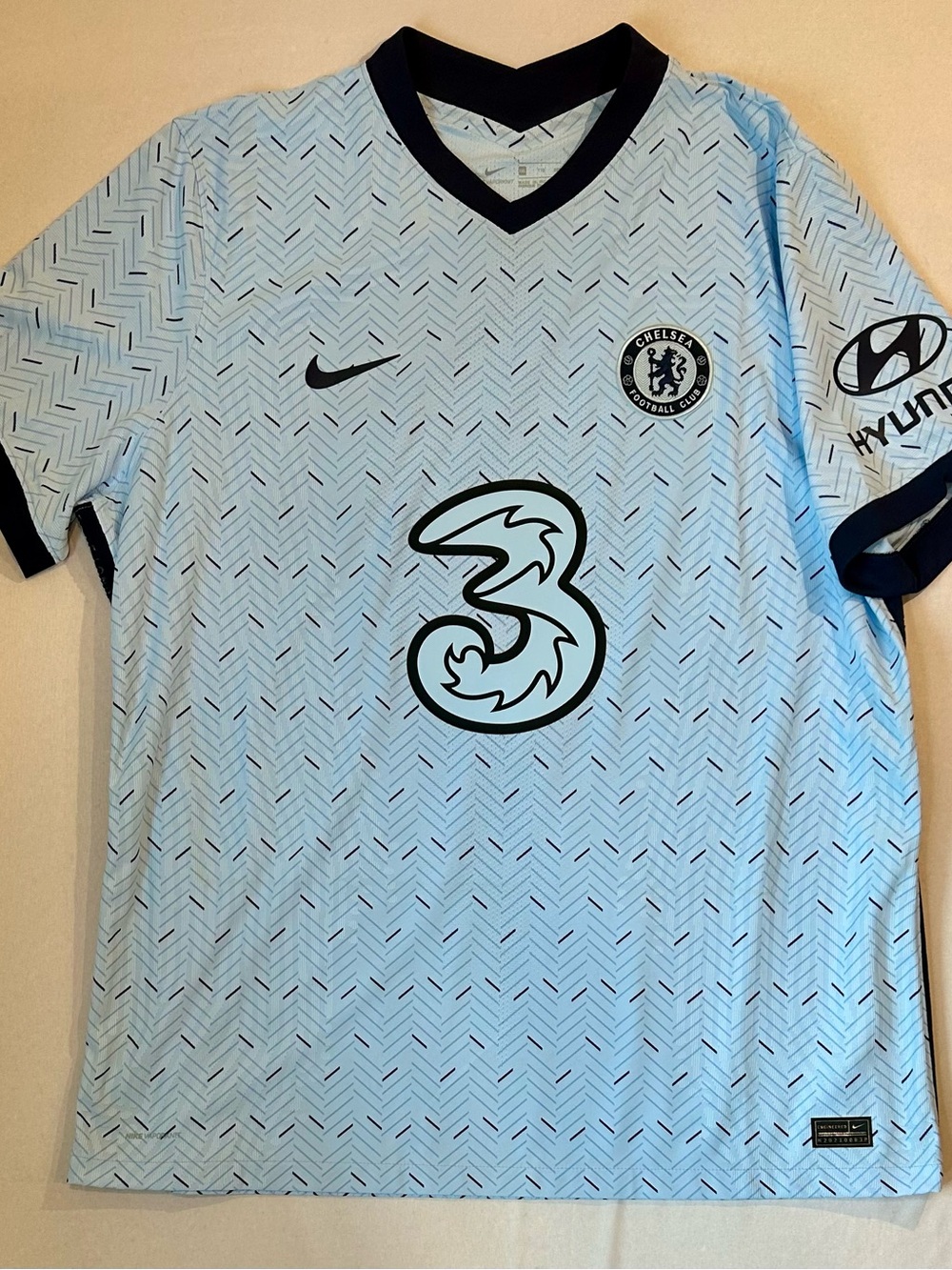 Nike Chelsea Light Blue Football Jersey with Navy Trim